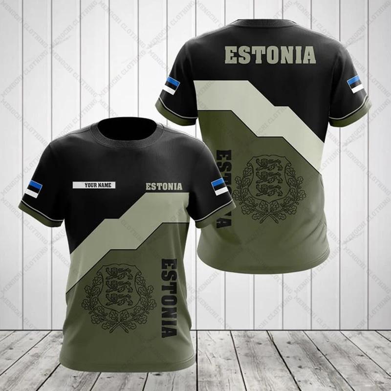 Estonia Flag Coat of Arms Graphic Tee Summer Casual Pullover Men's Fashion O-neck T-shirts Boys Oversized Short Sleeve Tops