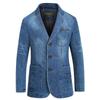 Blazer di Jeans da Uomo Moda Uomo Cotone Vintage Abito Capispalla Maschile Cappotto Blu Giacca di Jeans da Uomo Slim Fit Blazer di Jeans