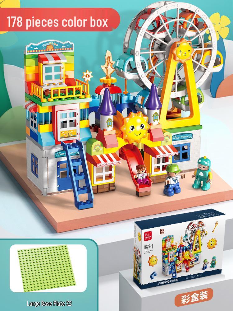 Feile Large Particle Educational Building Blocks Compatible with Lego: Castle and Amusement Park Set for Kids