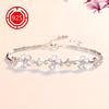 Exquisite 925 sterling silver cherry blossom bracelet with natural gemstone floral design