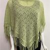 Women's Hollowed Knitted Triangular Scarf Imitation Cashmeres Soft Winter Shawl Wrap Neckerchief Blanket with Fringes