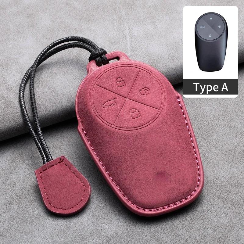 For Nio Et7 Et5 For Weilai Nio Ec6 Et7 Es6 Es8 Leather Car Remote Key Case Cover Protector Keychain