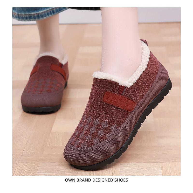 Mode Damen Schuhe Baumwollstiefel Winter Neuer Stil mit Zugabe von Samt und Verdickte Schneestiefel Lässig Rutschfest Vielseitige Baumwollschuhe