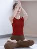 Women's Red Sports Vest & Yoga Suit with Chest Pads - Slimming, Tummy-Concealing, Ideal for Outdoors & Pilates