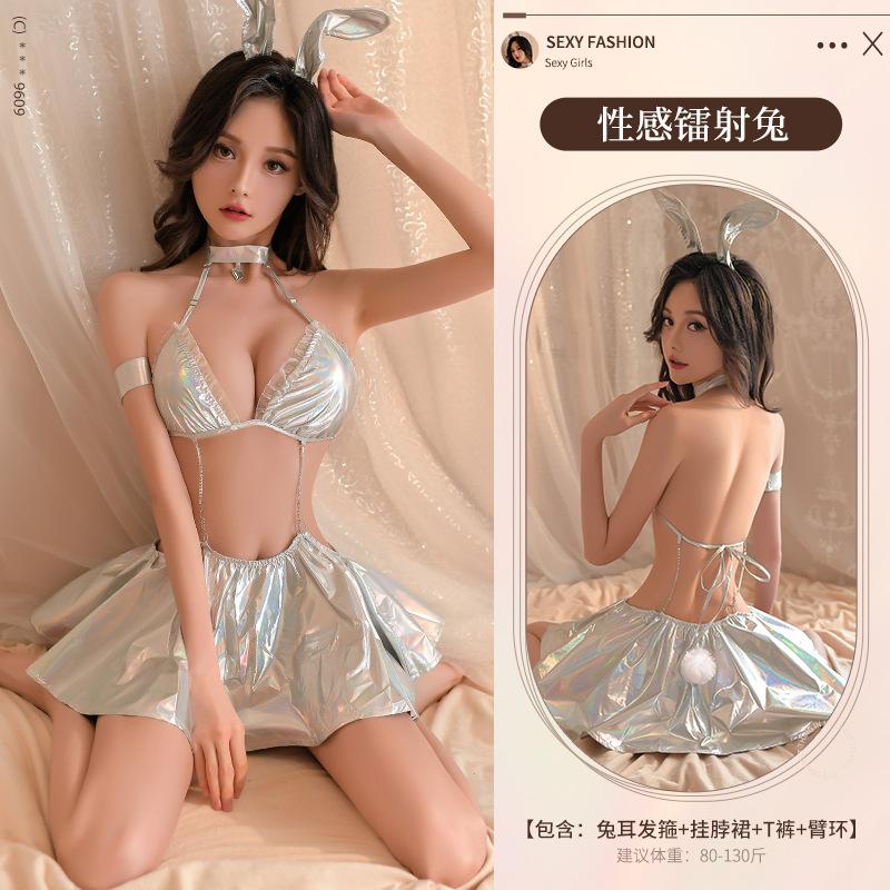 Womens Sexy Cosplay Maid Bunny Girl Costume Leather Anime Lingerie Kawaii Lingerie Rabbit Outfit One Piece with Ears Halloween