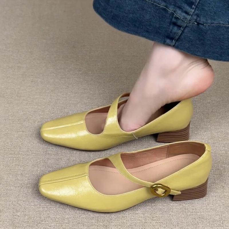 Elegant High Heels Women Shoes Designer Heeled Sandals Pumps 2025 Summer Shallow Buckle Shoes Chunky Mujer Zapatos