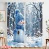 Set Of 2 Flat Printing Drapes Snowman Polyester Without Electricity Use Holiday Parties Home Decor Studio Props Curtain Made