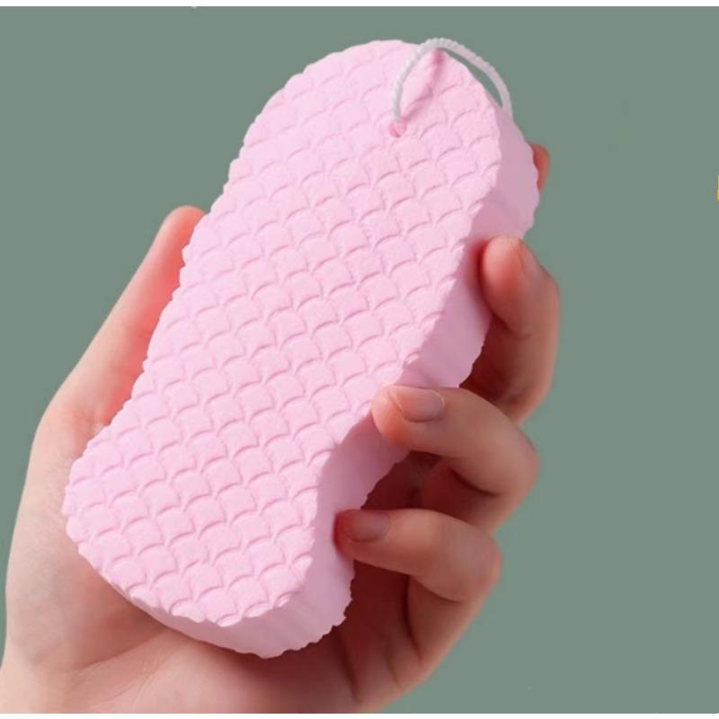 

Губка для купания не причиняет боли детям. Можно использовать обеими сторонами розовый