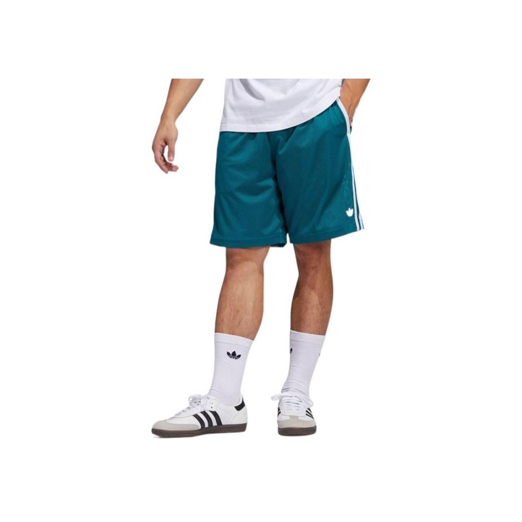Adidas Mesh Breathable Sports Shorts with Classic 3-Stripes Men Bottoms Blue Green HC2205