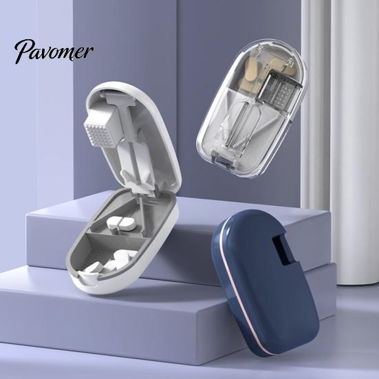 Compact Pill Divider for Purse Cutter Splitter Small And Tiny Pills, Portable Tablet Grinder, Medicine Organizer Daily Dose with Storage Compartment