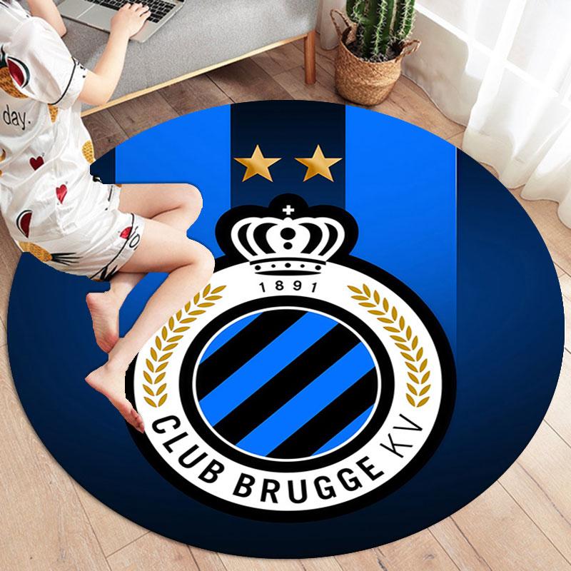 Club Brugge KV Round Area Rug,Carpet Rug for Living Room Bedroom Sofa Playroom Decor,Non-slip Floor Mat