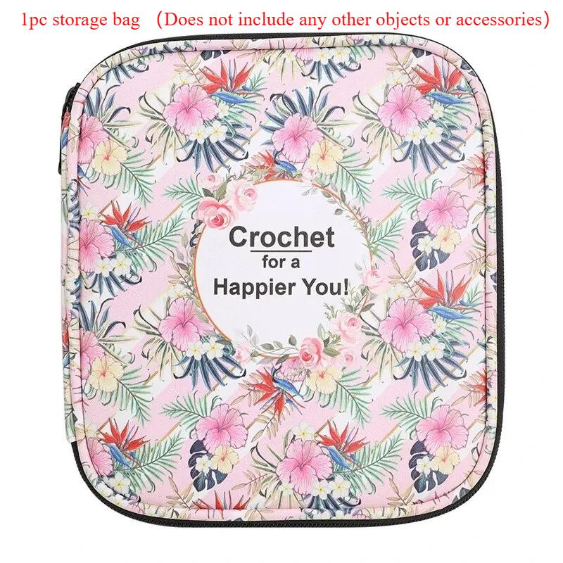 

1pc Floral Hand Knitting Kit Crochet Hook Zip Waterproof Storage Bag DIY Printing Storage Bag Jumper Needle Set Storage Bag 20x17x2.5cm розовый