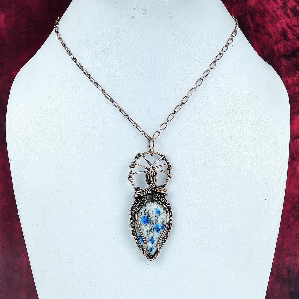 K2 Jasper Gemstone Pendant Copper Wire Wrapped Handmade Pendant Elegant Jewelry