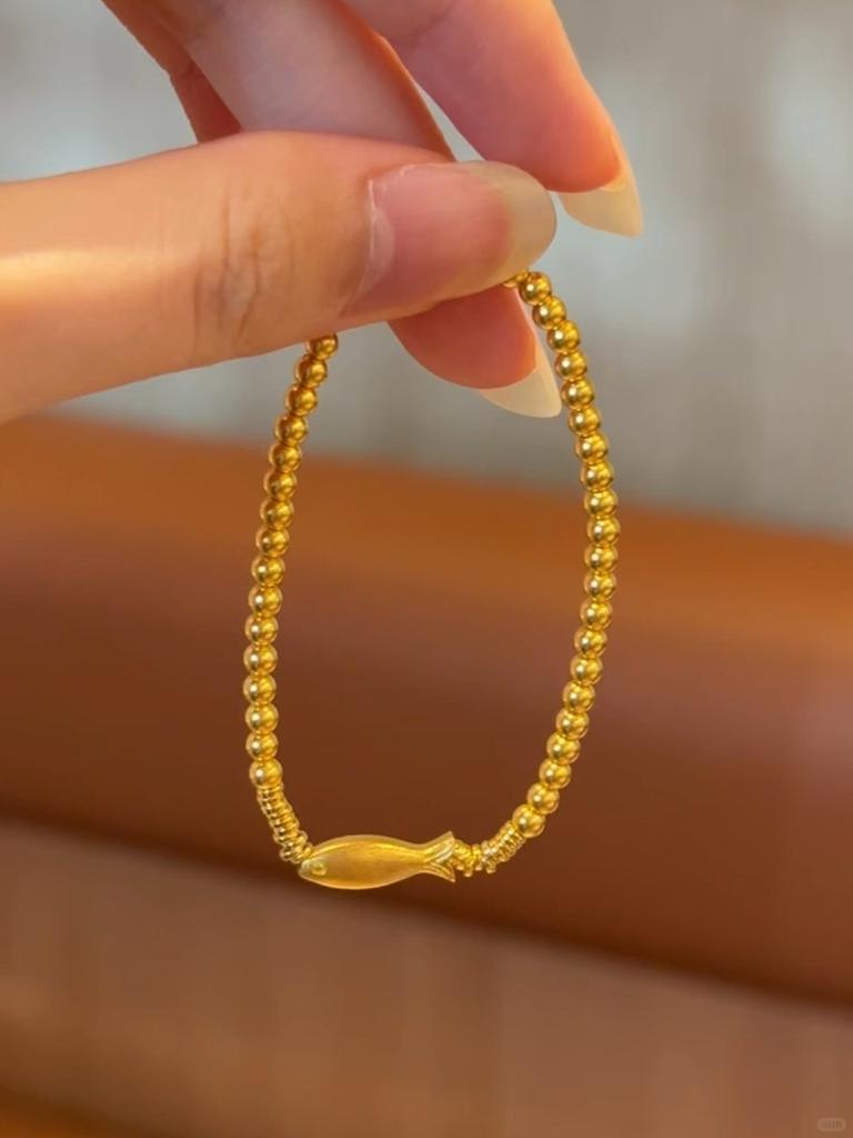 Transfer Koi Handornamente Goldperle Kleiner Fisch Armband für Damen 2024 Neuer Stil Goldperle Perlen Glücksbringer Armband Heißer Verkauf