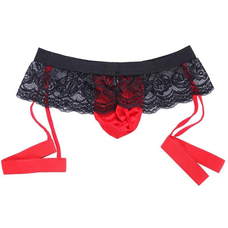 Sex underwear men's lace three-point underwear support 3