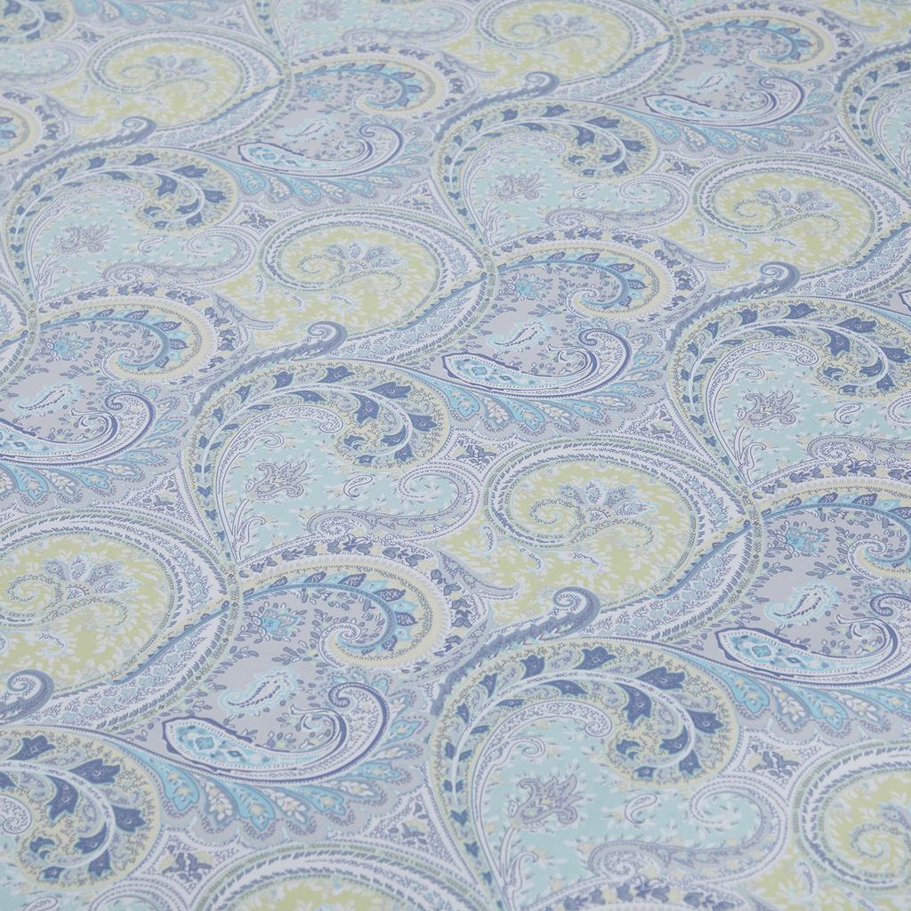 4Pcs 600 Tc 100% Egyptian Cotton Fitted Sheet Set (Without Core), Vintage Classic Blue Damask Paisley, Soft & Skin-Friendly