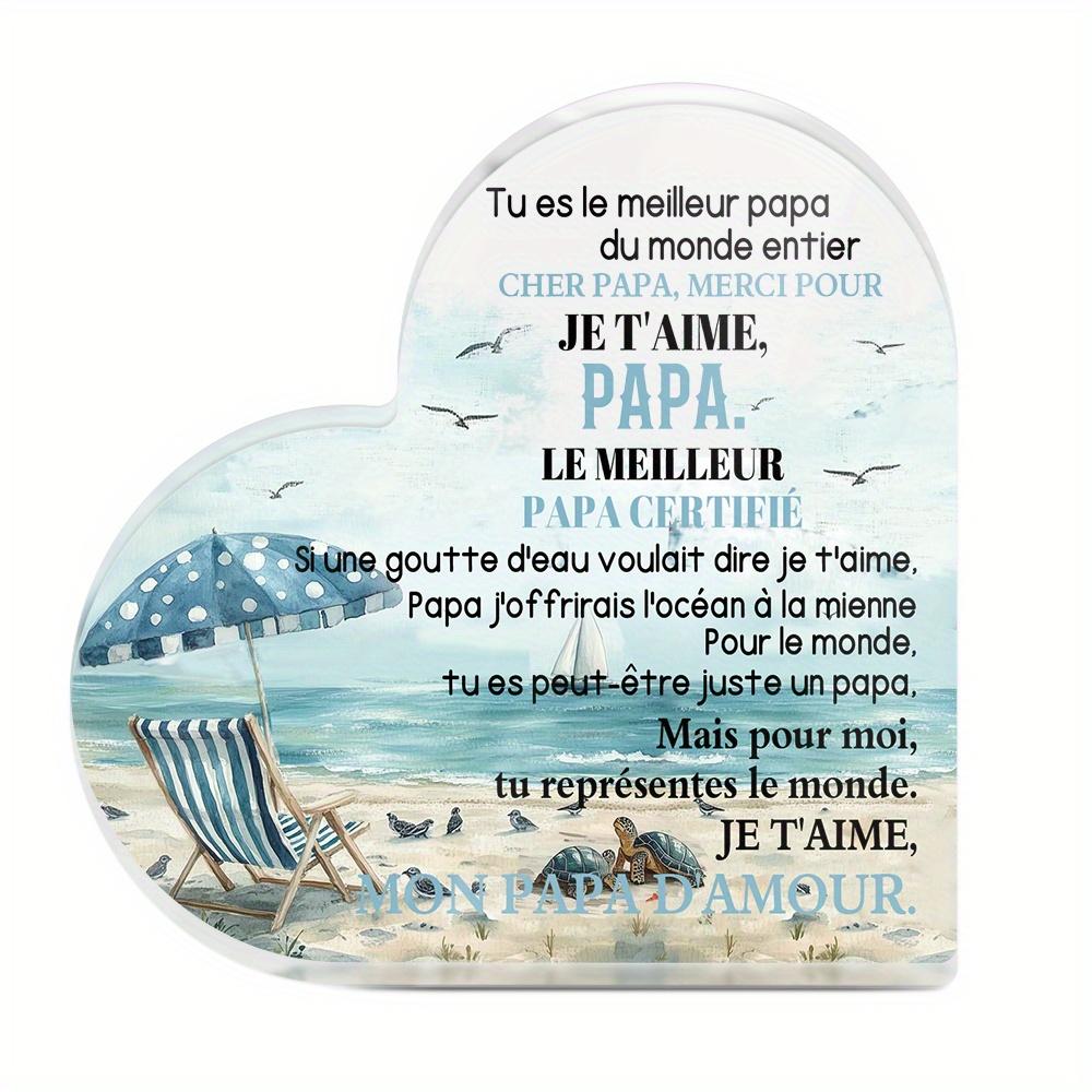 1pc French Heart-Shaped Acrylic Sign Table Decor,  You Are the Best Dad in the Whole World, DEAR DAD, THANK YOU for LOVING ME, DAD 10*10cm