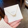 Edelstahlkette Goldfarbe Romantischer Zirkon Doppelherz Anhänger Halsketten für Damen Mädchen Zarte Accessoires Geschenke