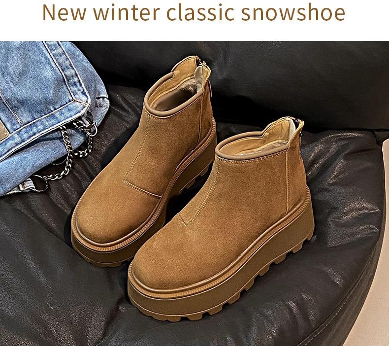 Height-increasing thick-soled snow boots women's and women's Martin boots winter velvet warm cotton shoes short boots