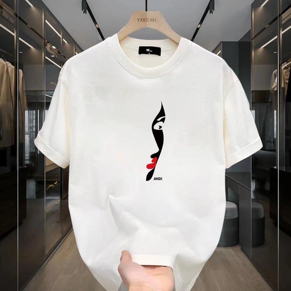 Summer Fashion Brand Short SleeveTT-shirt2024Trendy Men's Loose Niche Couple round Neck Top