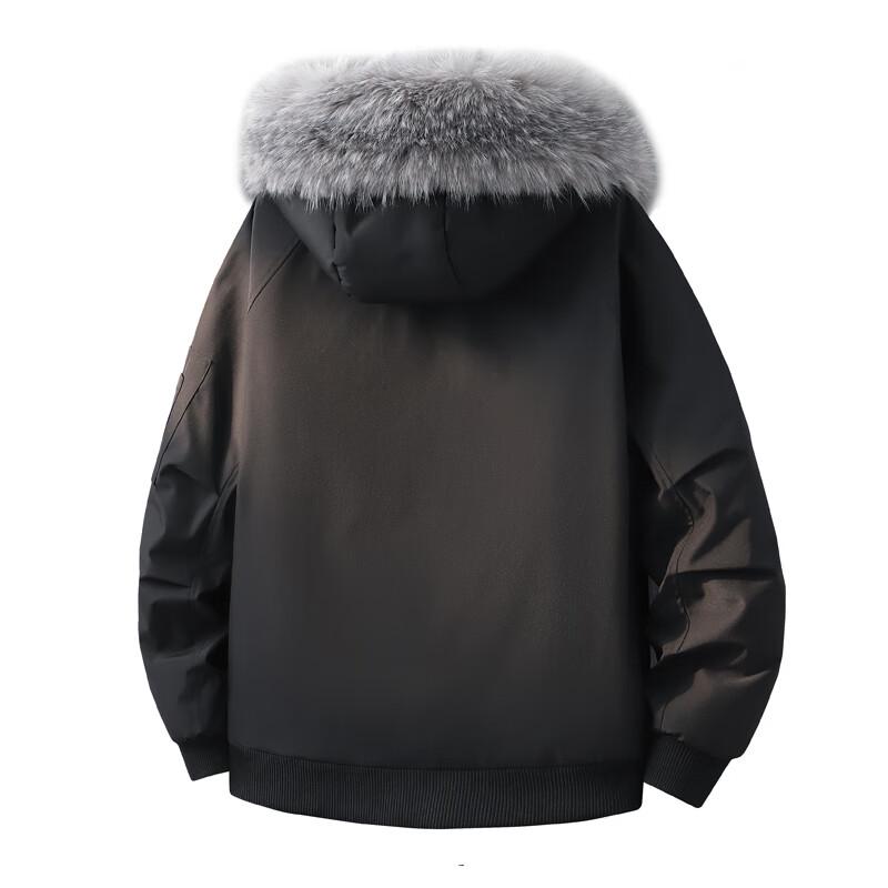 VANCAMEL Men's Winter Fur Collar Hooded Parka Jacket
