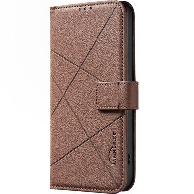 For Honor 400 5G (Global) Case BINFEN COLOR BF35 Geometry Imprinted Leather Phone Cover RFID Blocking Wallet Stand