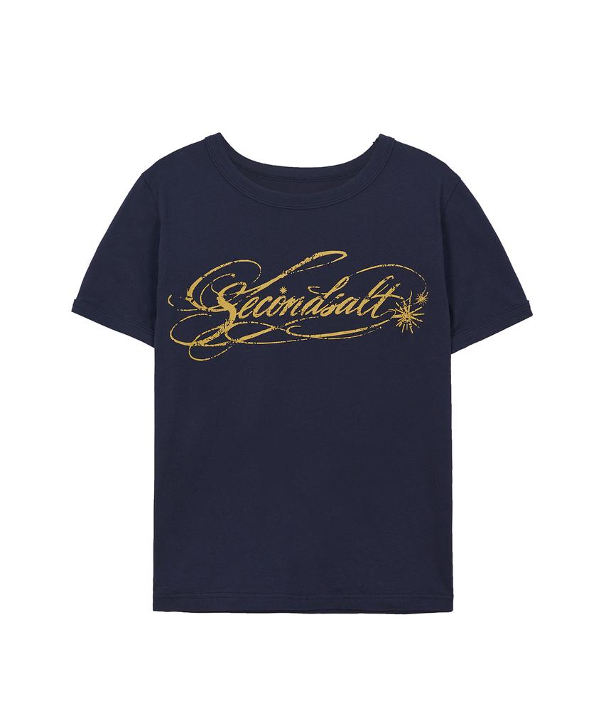 Sekeondeusolteu Salt Lettering Logo T-Shirt (Navy)