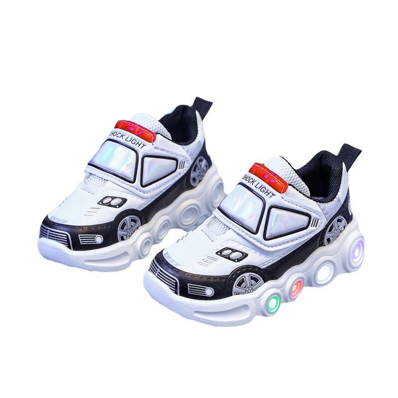 Kids' Light-Up Cartoon Sneakers - Luminous Leather Sports Shoes for Boys & Girls