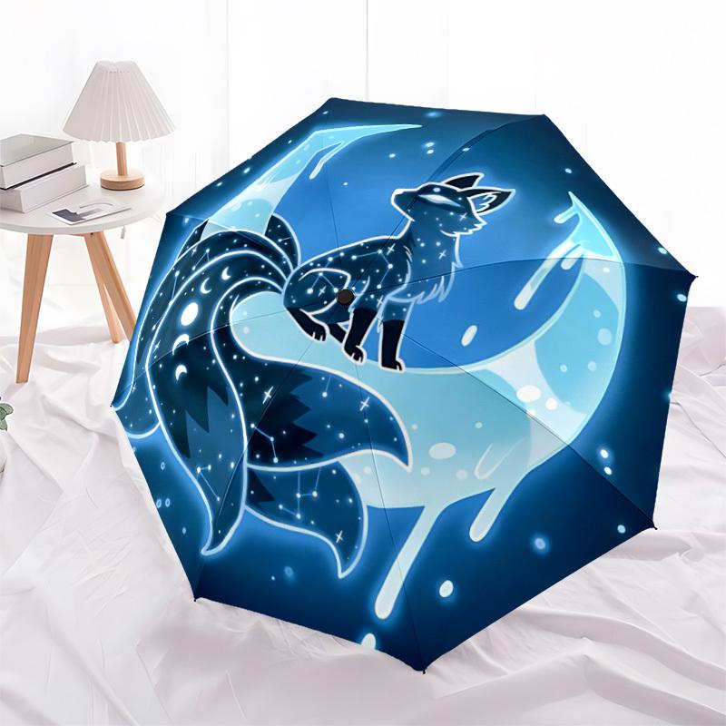 1pc Moon Fox Automatic Open/Close Umbrella, Portable Folding Umbrella for Travel, Themed Events,