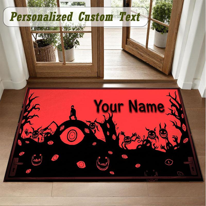 Crystal Velvet Square Rug Custom NameDoors Pattern Non Slip Home Floor Decor Rug