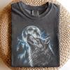Retro Hylende Ulv Måne Skov T-shirt, Dyreliv Naturelsker Skjorte