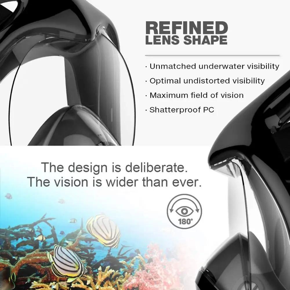 Underwater Scuba Anti Fog Face Diving Mask Snorkeling Respiratory Masks Safe Waterproof Swimming Equipment for Adult Kids