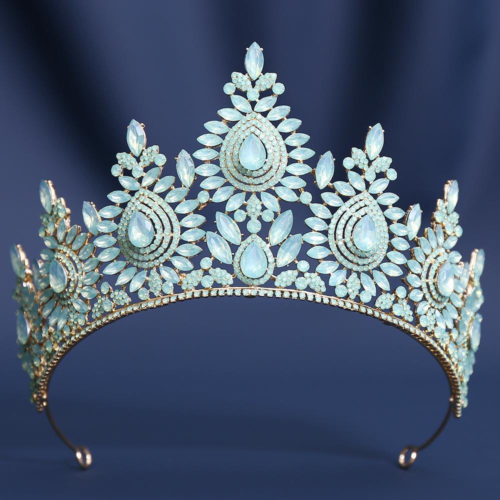 DIEZI Vintage Fashion Luxury Opal Rhinestone Crystal Tiara For Women Wedding Party Elegant Bridal Bride Crown Hair Accessories