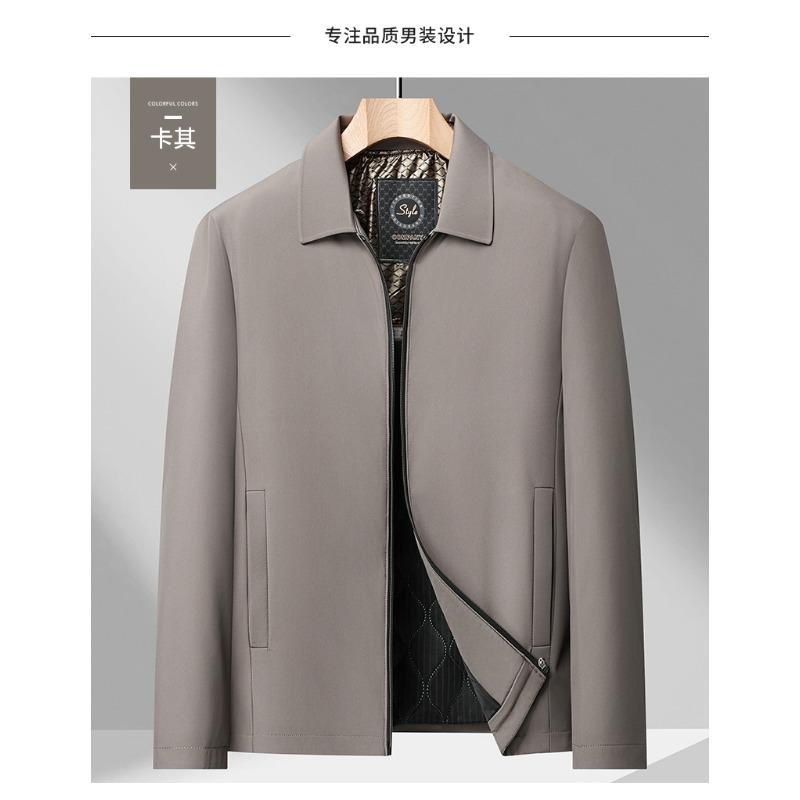 

Autumn and Winter Thickened Cotton Jacket Fashionable Business Solid Color Lapel Pocket Zipper Cardigan Long-sleeved Top L