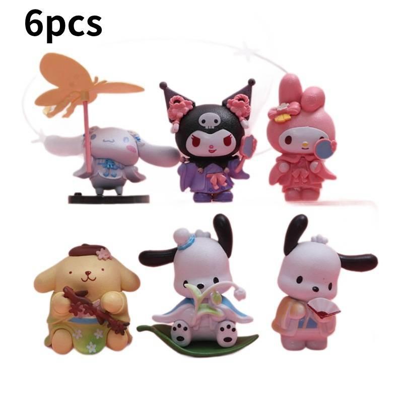 Очаровательная коллекция ПВХ фигурок Sanrio с Мелон Мелоди и Куроми в очаровательных цветочных дизайнах