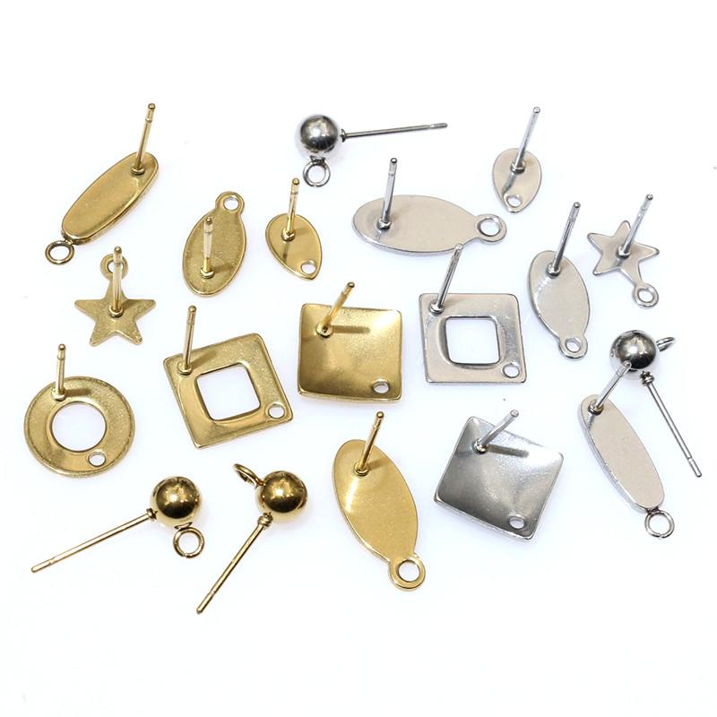 20pcs Stainless Steel Craft Earring Studs Geometric Polygonal Earrings Posts Connector For DIY Earring Jewelry Making Supplies