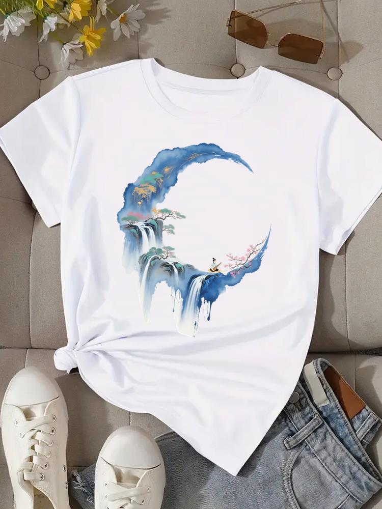 (Asian Size) Print Fashion Female Tee Top Women Clothing T Shirt trend sweet 90s style Woman Short Sleeve Graphic T-shirts