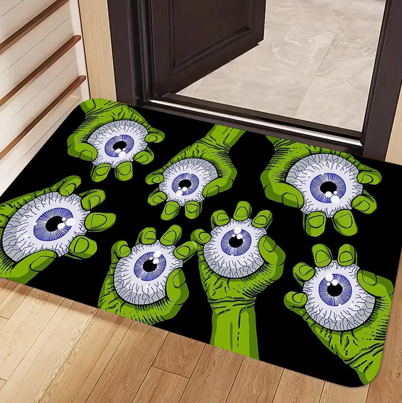 

Gothic Horror Hand Holding Eyeball Doormat Weird Monster Eye Print Absorbent Entryway Floor Mat for Front Door Home Decor 40x60cm