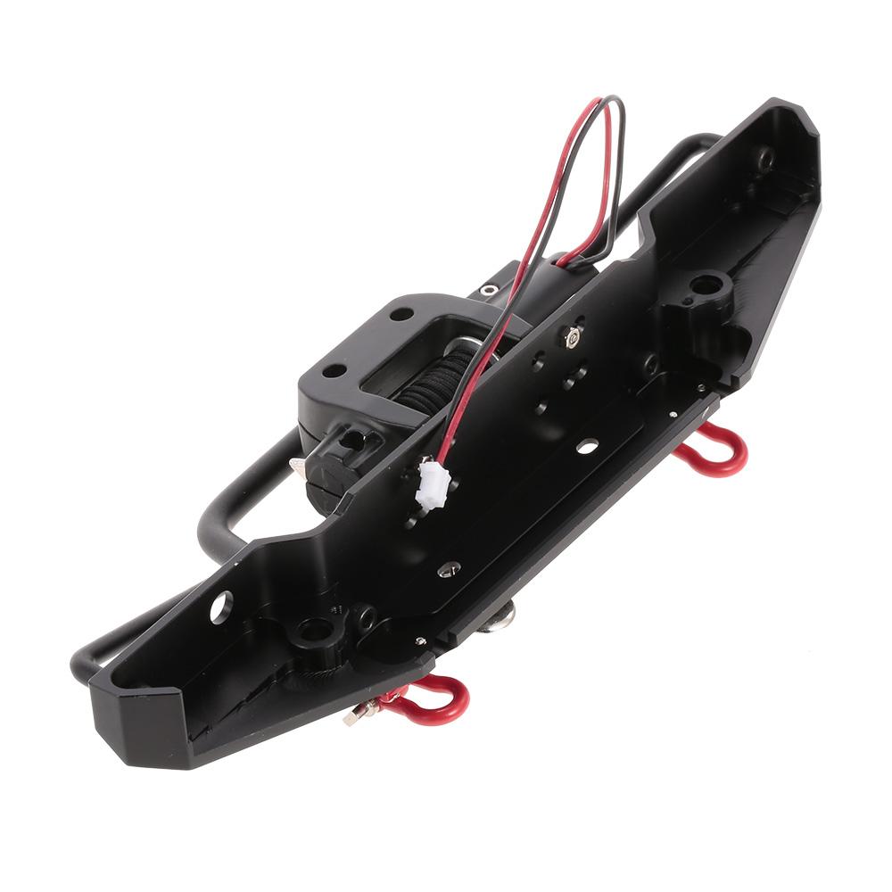 Metal Front Bumper with 2 LED Light & Remote Control Electric Winch for Traxxas TRX 4 SCX10II 90046