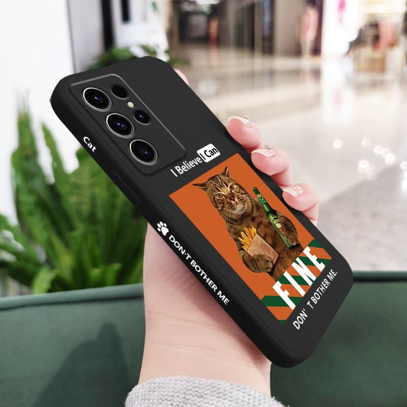 Beer Cat Phone Case For Samsung Galaxy S25FE S24 S23 S22 S21 S20 S10 S10E Ultra Plus FE Note 20 Ultra 10 Plus Cover