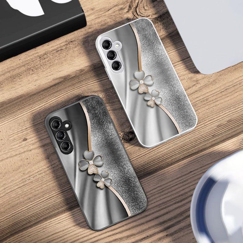 Luxury Four Leaf Clover For Samsung Galaxy A14 4G 20 30 52 20S 21S 22 A32 33 34 42 50 51 53 54 70 71 72 73 5G Glass Phone Case