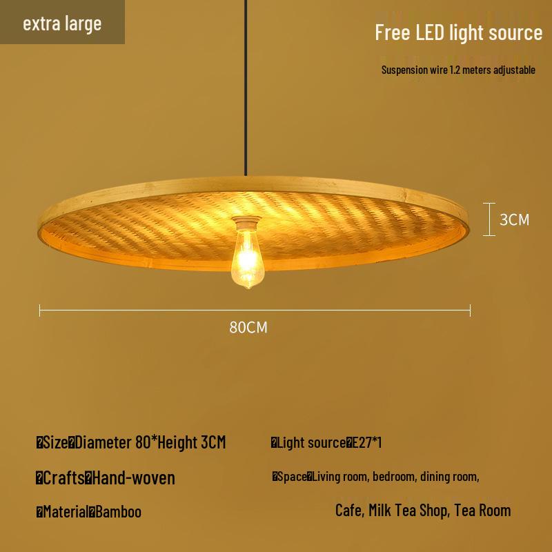 Zen Bamboo Pendant Lamp: Rattan Woven Japanese Tea Room Light