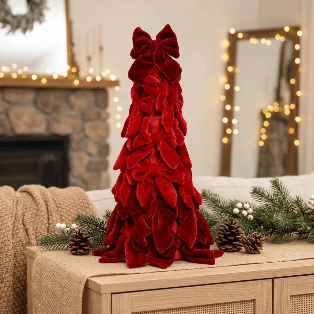 Soft Bow Tree Tower Handmade Craft Holiday Tabletop Decoration Wedding