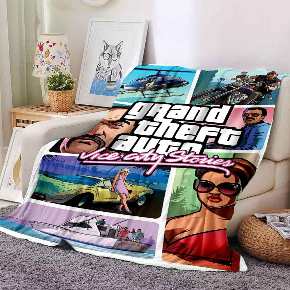 1pc Grand Theft Auto Soft Flannel Blanket with Designer Print A Cozy Blanket for All Seasons, Perfect for the Couch, Bed, Office
