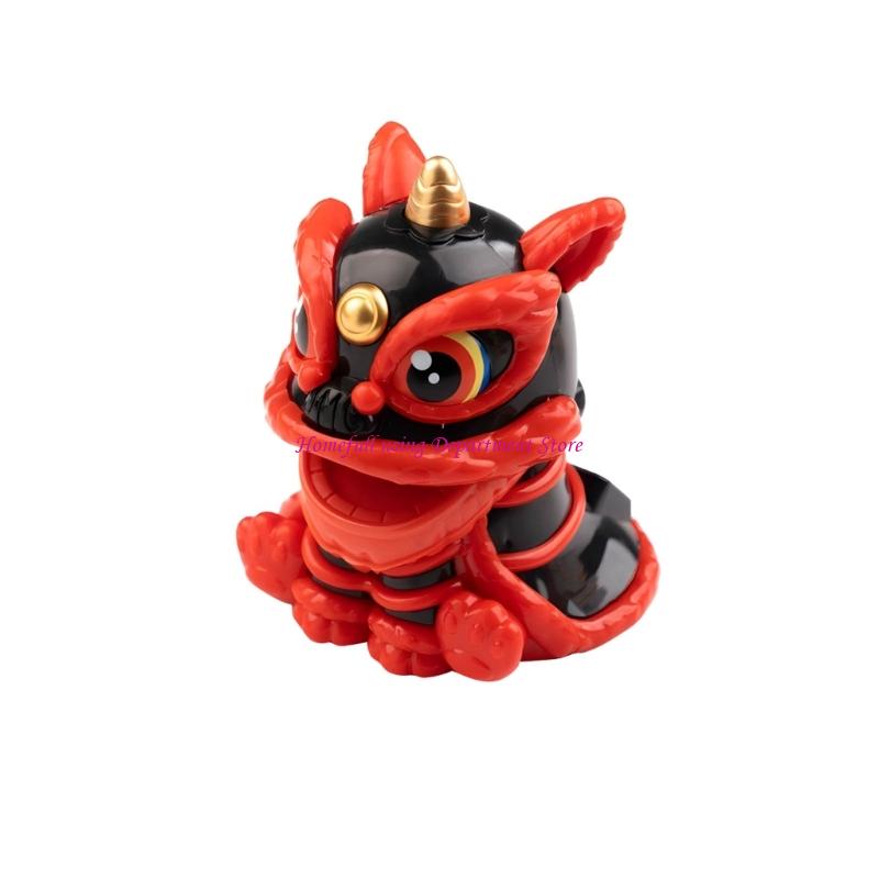 Lucky Lions Dance Solar Car Decoration Traditional Festival Dashboards Ornament Easy Installation For Home And Vehicle