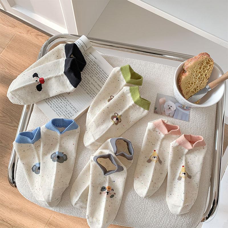 Japanese Kawaii Cute Low Cut Ankle Socks Women Casual Cotton Breathable Low Tube Socks Cartoon Print Sweet Girl Cute Short Socks