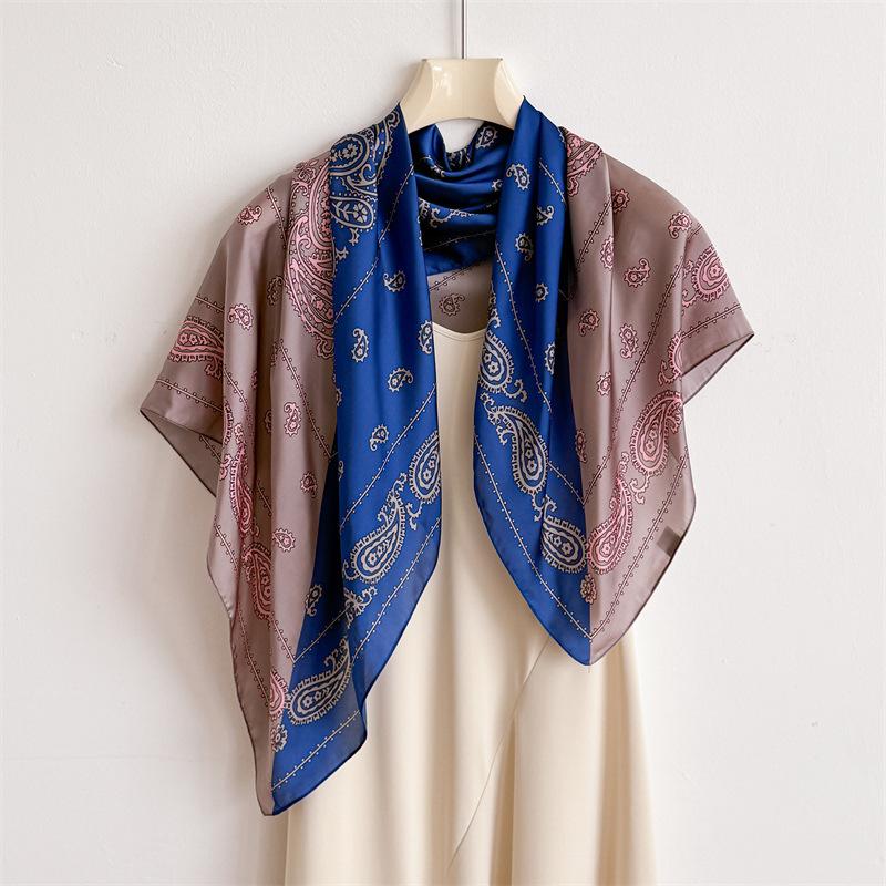 Color matching cashew nut simulation silk high-end large square scarf silk scarf printed shawl decorative scarf sunscreen scarf headscarf scarf
