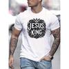 European Size Men's Casual Summer Jesus Is King Graphic Print T-Shirt, Crew Neck, Short Sleeve, Machine Washable
