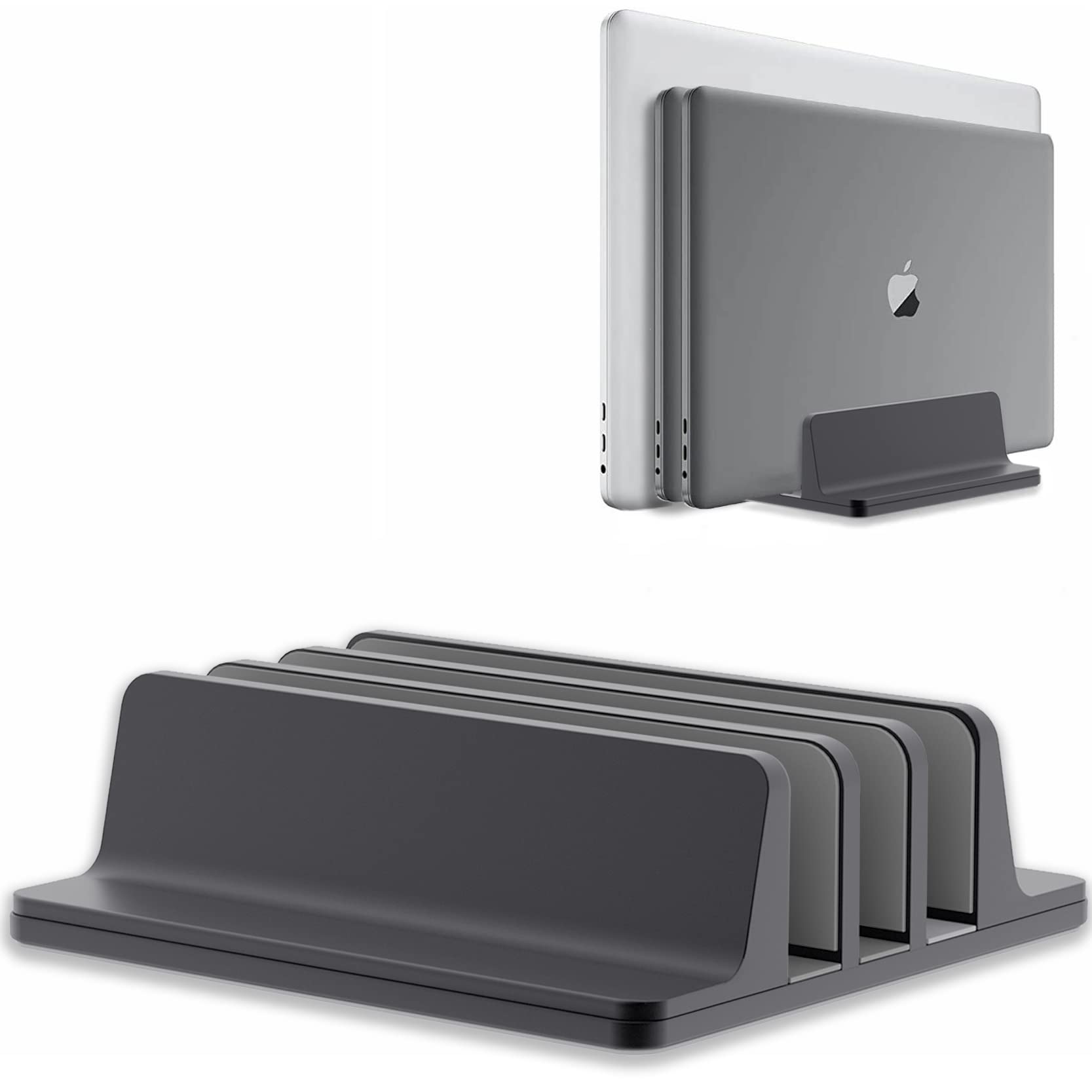 

New laptop vertical cooling adjustable aluminum Compatible with all MacBook with a new 3-in-1 stand, stand, stand, width, material, space-saving, серый