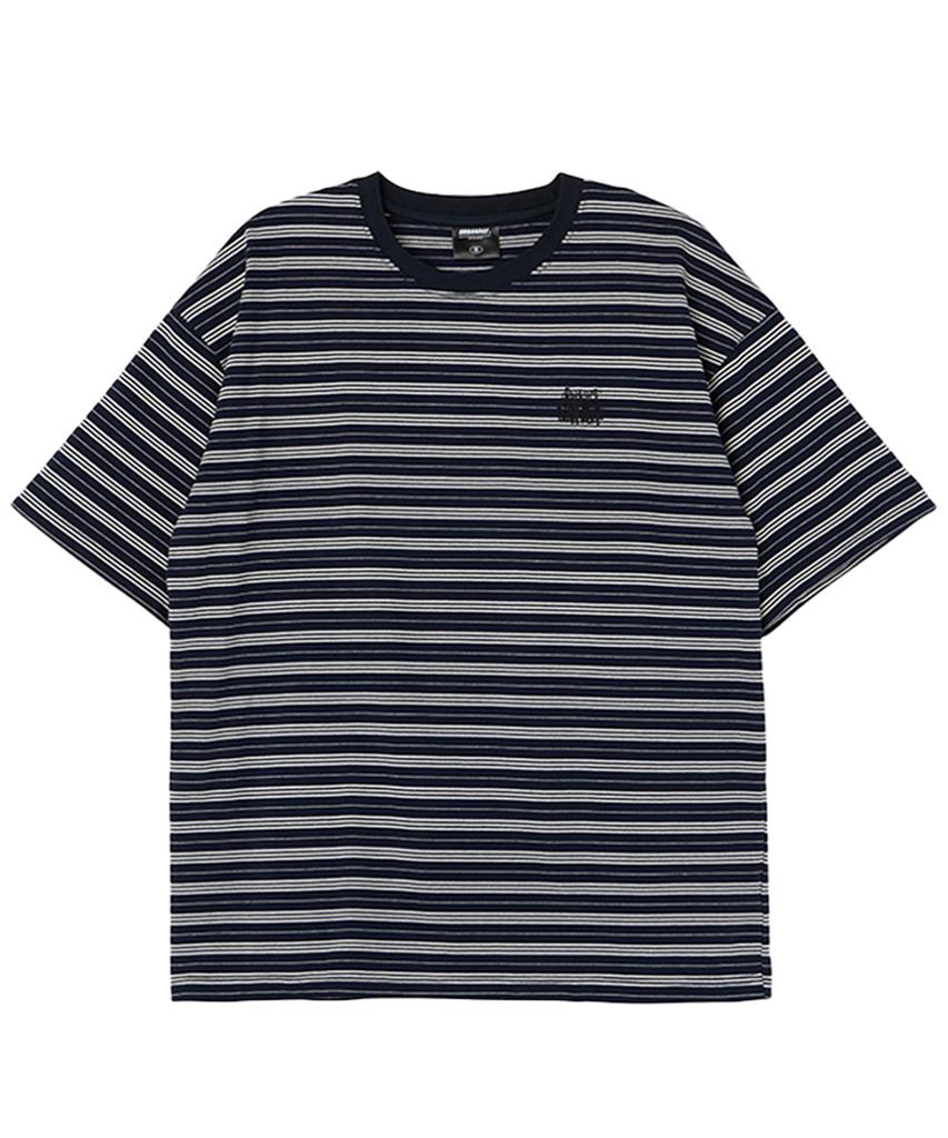 URBANAGE Striped Oversized Short Sleeve_Navy